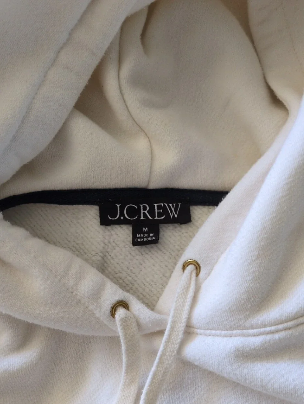 J. Crew Women's White Pullover Hoodie Sweater, Medium